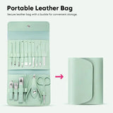 16 In 1 Portable Nail Care Kit With Leather Pouch 💼 (High-Quality)!