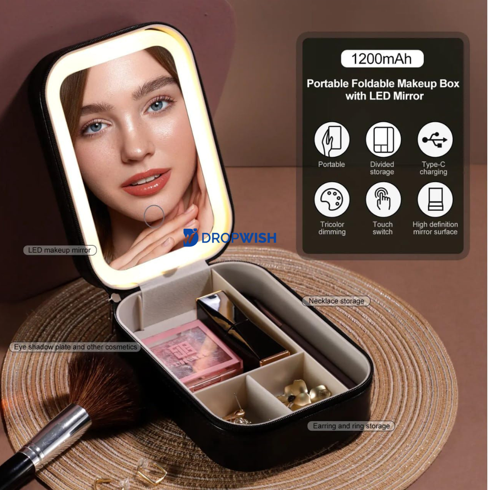 DW™LED Makeup Box|With Adjustable Light-Up Mirror